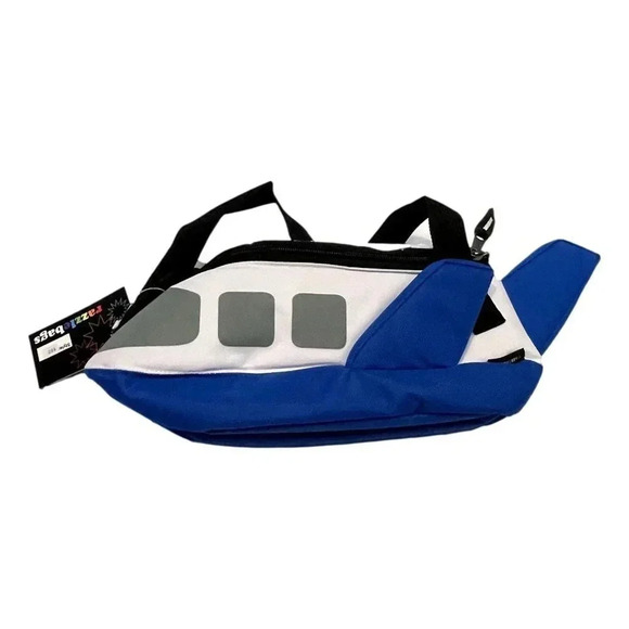 Razzle Airplane Child Lunch Bag Strap Wings Blue White  Super Fun - Picture 1 of 9